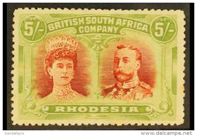 1910 5s Scarlet And Pale Yellow Green, Double Head, SG 160, Tiny Hinge Thin Spot Otherwise Fine And Fresh Mint.... - Sonstige & Ohne Zuordnung