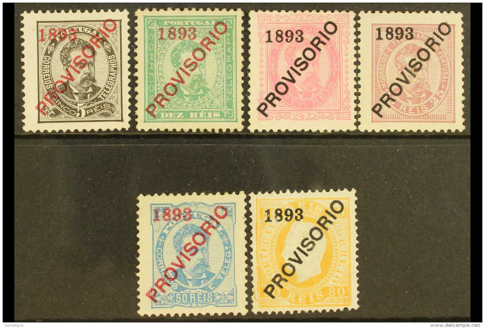 1893 "1893 Provisorio" Ovpts Set Complete, SG 302/7, Mi. 87/92, Mint Or Unused, SG Cat.&pound;573 (6). For More... - Andere & Zonder Classificatie