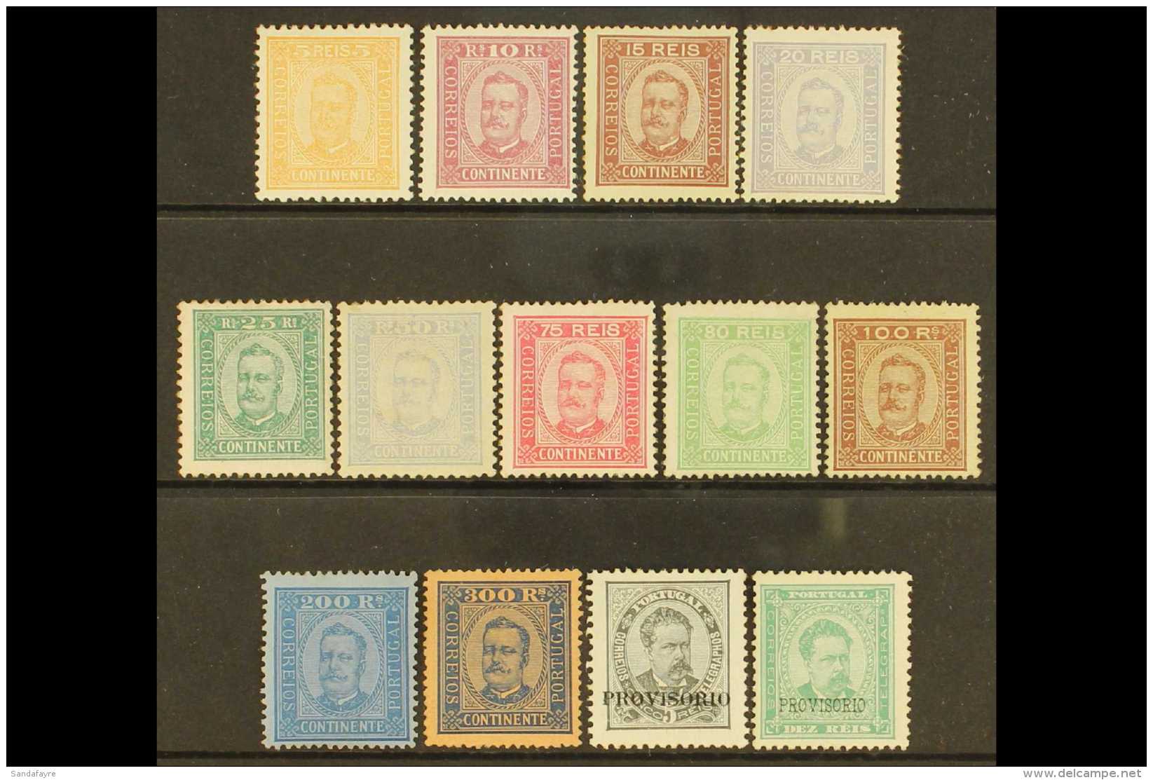 1892-4 King Carlos Definitives, All Values To 300r Except 150r, Mixed Perfs, Also 1892 "Provisorio" Ovptd 5r &amp;... - Sonstige & Ohne Zuordnung
