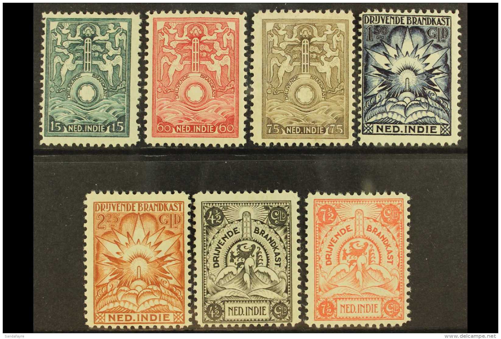 NETHERLANDS INDIES 1921 Marine Insurance Complete Set (NVPH BK1/7, SG M257/63), Fine Fresh Mint. (7 Stamps) For... - Sonstige & Ohne Zuordnung