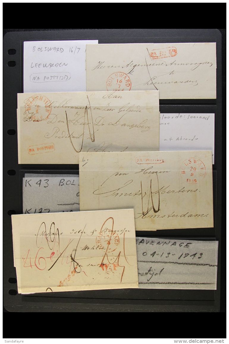 1843-1866 "NA POSTTIJD" (POSTED TOO LATE) COVERS. An Interesting Collection Of Stampless Unpaid By Sender Entires... - Sonstige & Ohne Zuordnung