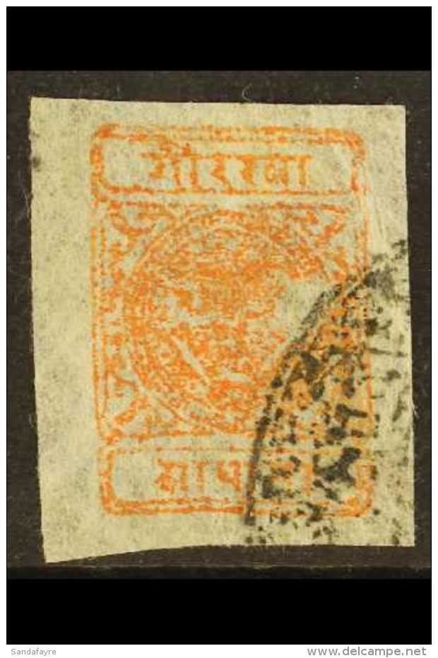 1917 &frac12;a Red-orange (SG 35, Scott 11, Hellrigl 34), Setting 6, Position 15, Fine Used With 4 Large Margins... - Nepal
