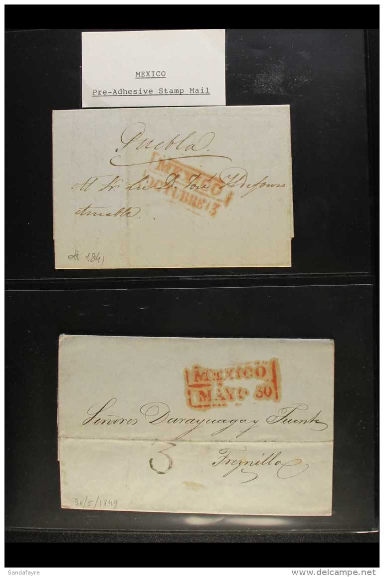 1841-1858 PRE-STAMP COVERS With A Range Of Boxed, Dated Oval Or Straight Line Cancels; Some "2" Or "3" Cachets. (8... - Mexique