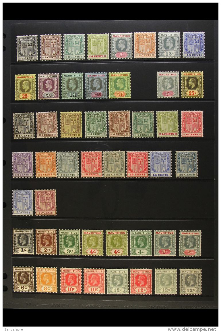 1910-52 ALL DIFFERENT MINT COLLECTION Presented On A Pair Of Stock Pages. Includes 1910 Range With Most Values To... - Mauritius (...-1967)