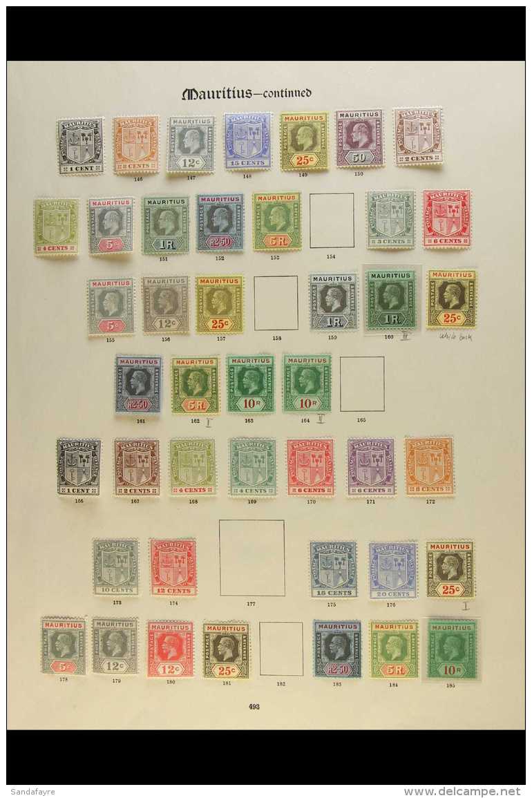 1910-1950 COMPREHENSIVE FINE MINT COLLECTION On Pages, ALL DIFFERENT, Inc 1910 Set To 5r, 1913-22 Set (ex 50c) To... - Mauritius (...-1967)