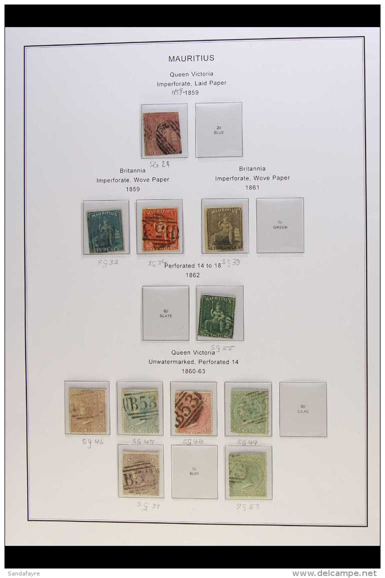 1858-1904 USED COLLECTION In Hingeless Mounts On Leaves, Inc 1858-62 9d Magenta (3+ Margins), 1859-61 6d Blue, 6d... - Mauritius (...-1967)