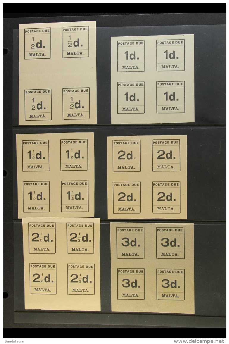 POSTAGE DUES 1925 Typeset Complete Set, SG D1/10, Fine Mint BLOCKS Of 4, Mostly Never Hinged (only 1d, 1&frac12;d... - Malta (...-1964)