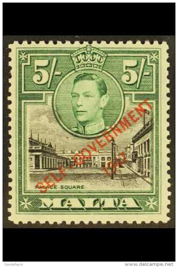 1948-53 5s Black &amp; Green "Self-Government" Overprint With "NT" JOINED Variety, SG 247a, Very Fine Mint, Very... - Malte (...-1964)