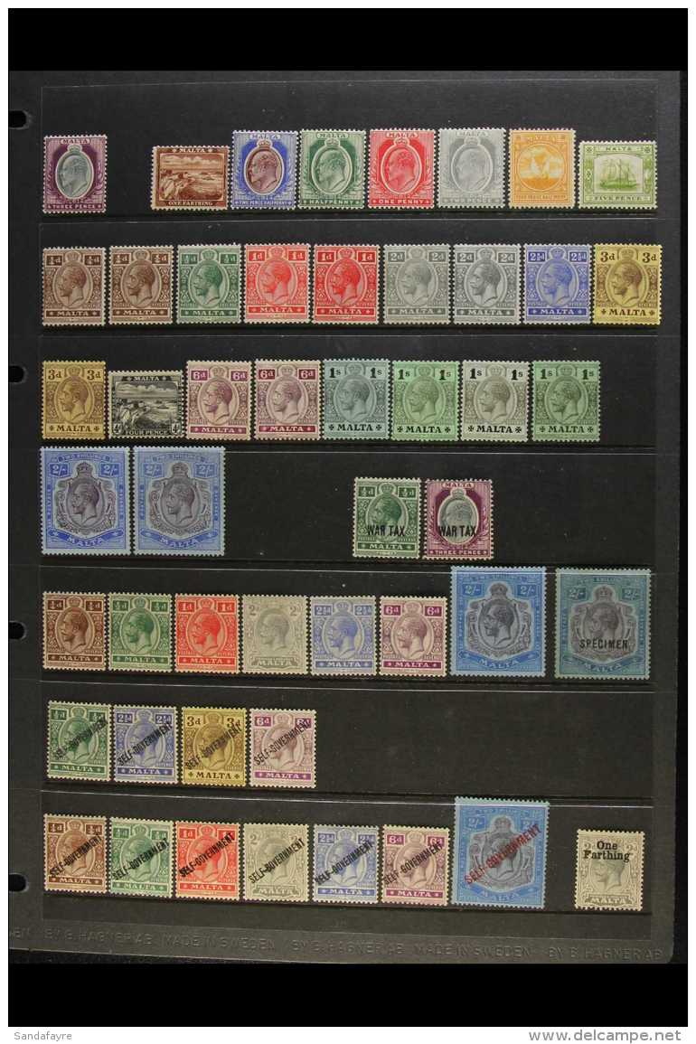 1903-1954 ATTRACTIVE FINE MINT COLLECTION On Stock Pages, ALL DIFFERENT, Inc 1904-14 Vals To 5d Inc 2&frac12;d... - Malta (...-1964)