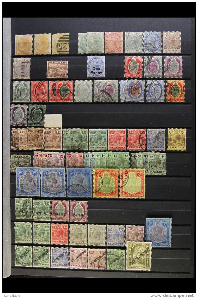1863-1935 MINT &amp; USED COLLECTION On Stock Pages, Inc 1863-81 &frac12;d (x3 Shades, Two Unused), 1885-90 Set,... - Malta (...-1964)