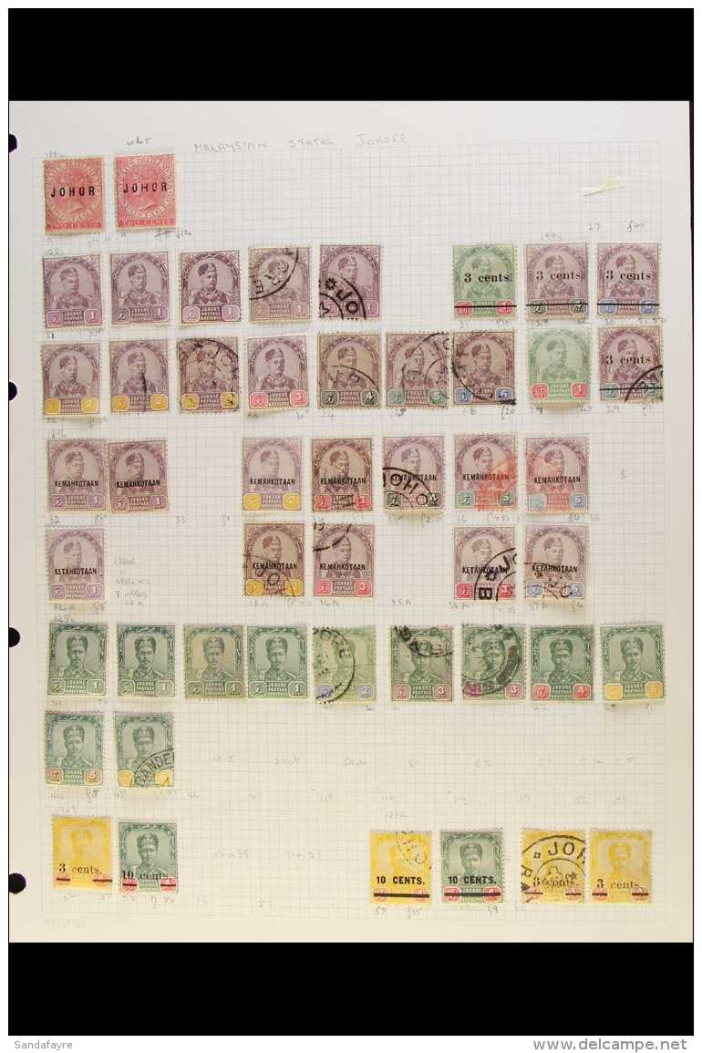 JOHORE 1884-1987 MINT &amp; USED COLLECTION Presented On Album Pages. Useful Ranges Include 1884 Johor Opt'd 2c... - Autres & Non Classés