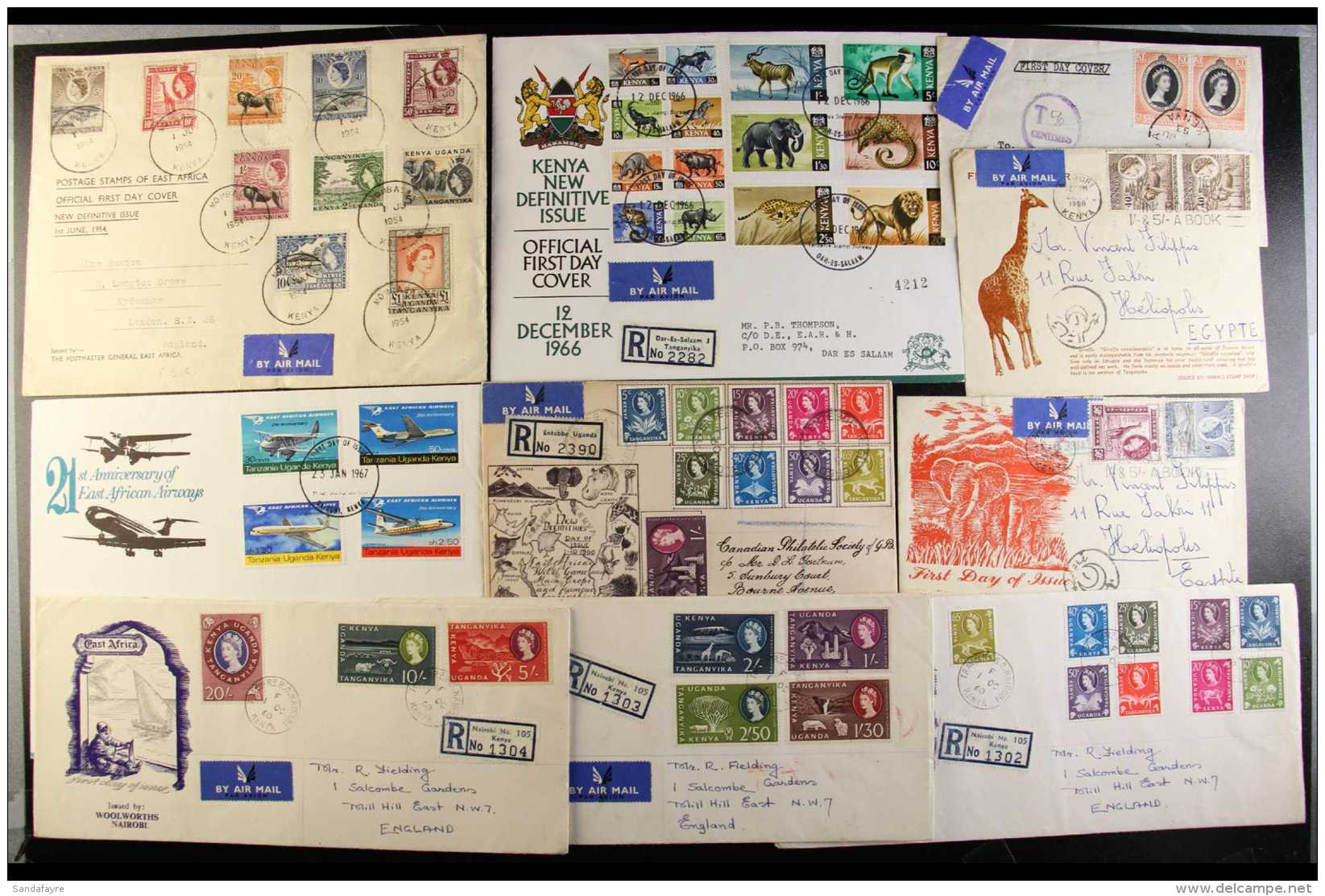 1953-1973 COVERS. Mostly Illustrated First Day Covers, Inc 1954 Pictorials Original Set Of 10 To &pound;1 On Fdc,... - Vide