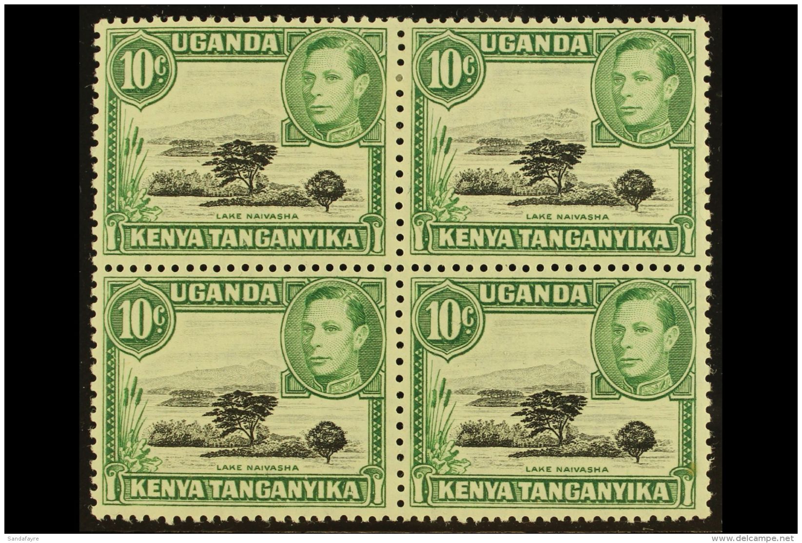 1949 10c Black And Green With "MOUNTAIN RETOUCH" Variety, SG 135a, In Very Fine Mint Block Of Four. For More... - Vide