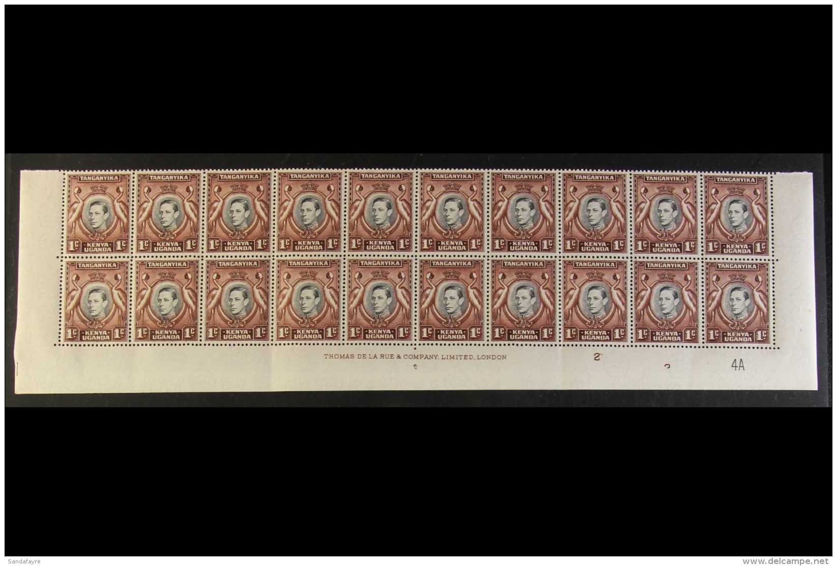 1942 KGVI Definitive 1c Black And Chocolate-brown, SG 131a, Never Hinged Mint BLOCK OF TWENTY (the Bottom Two Rows... - Vide
