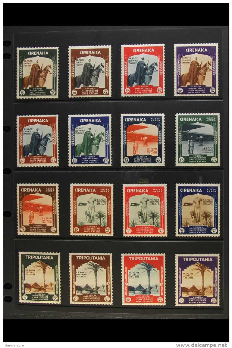 1934 SECOND INTERNATIONAL COLONIAL EXHIBITION Postage And Air Complete Sets For CYRENAICA (SG 114/25, Sass S.22)... - Sonstige & Ohne Zuordnung
