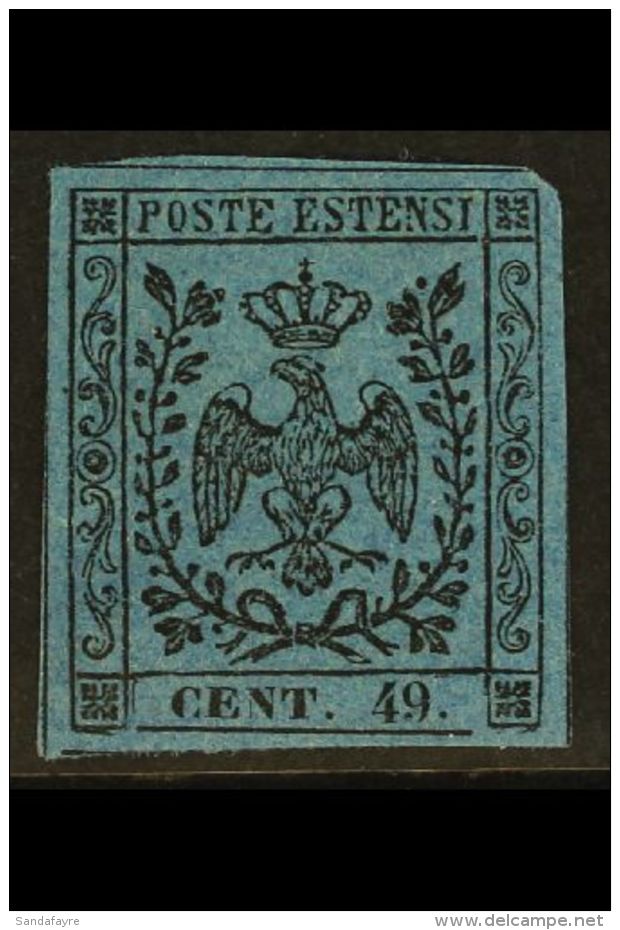 MODENA 1852 40c On Deep Blue With Stop After Value, Variety "49 For 40", Sass 10a, Very Fine Mint With Margins All... - Sin Clasificación