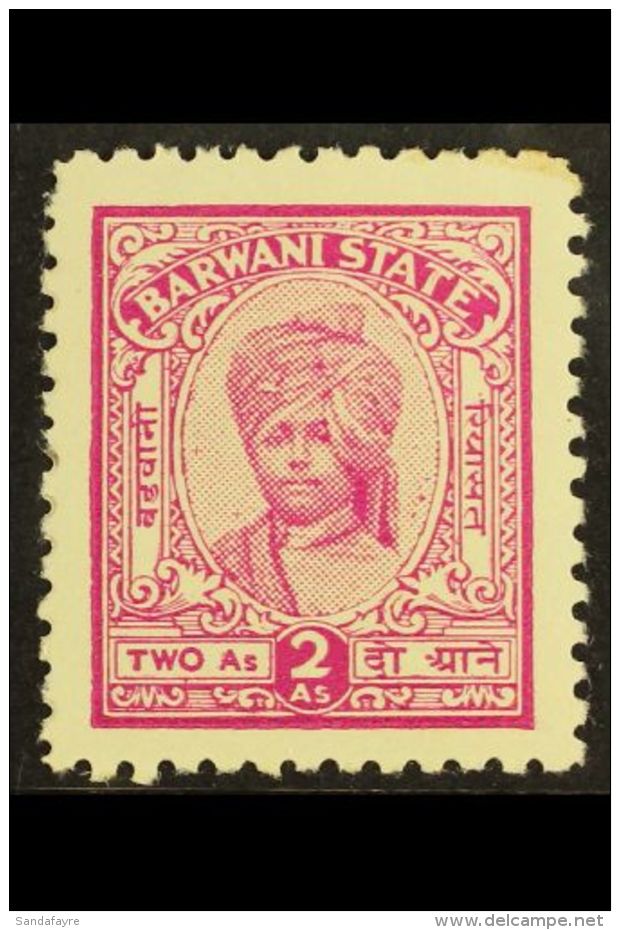 BARWANI 1932 2a Rose Carmine, Ravi Devi Singh, Wide Setting, SG 35aB, Very Fine Mint. Scarce Stamp. For More... - Sonstige & Ohne Zuordnung