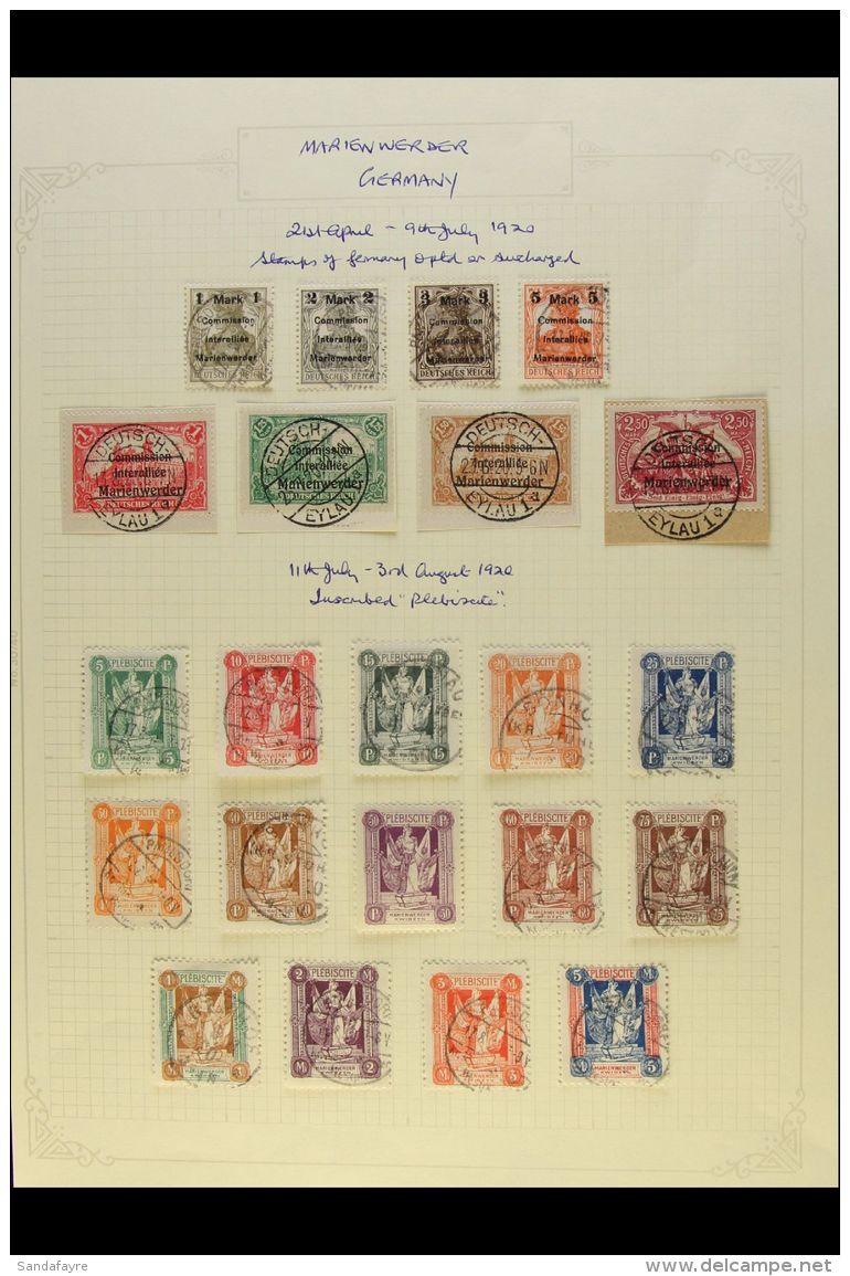 MARIENWERDER 1920 FINE USED COLLECTION On A Page, Inc 1920 Surcharges Set, 1920 High Values Set On Pieces And 1920... - Sonstige & Ohne Zuordnung