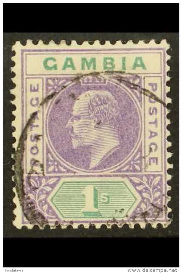 1902-05 (wmk CA) KEVII 1s Violet And Green, SG 52, Fine Used. For More Images, Please Visit... - Gambia (...-1964)