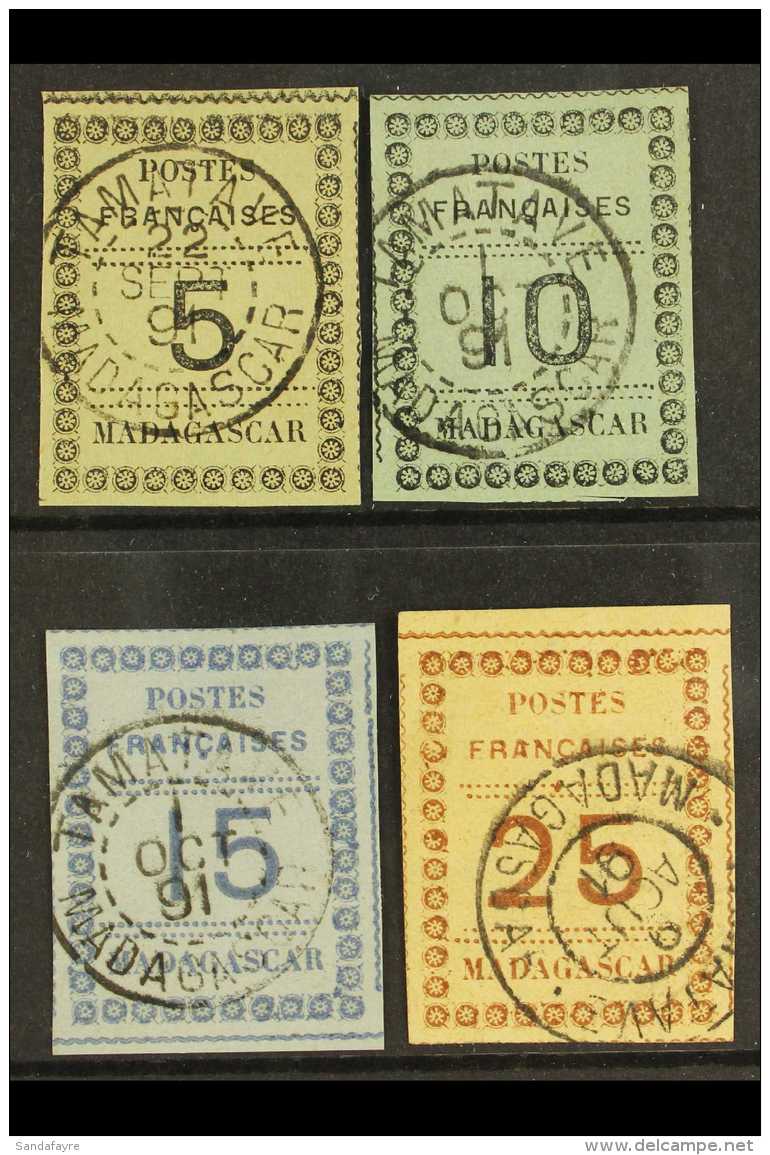 MADAGASCAR 1891 5c To 25c Imperfs On Coloured Paper, Yvert 8/11, Very Fine Used With "Tamatave" Postmarks, Shallow... - Sonstige & Ohne Zuordnung