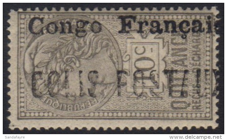 CONGO PARCEL POST 1893 10c Grey Fiscal With "Congo Francaise COLIS POSTAUX" Vertical Overprint Reading Downwards,... - Sonstige & Ohne Zuordnung