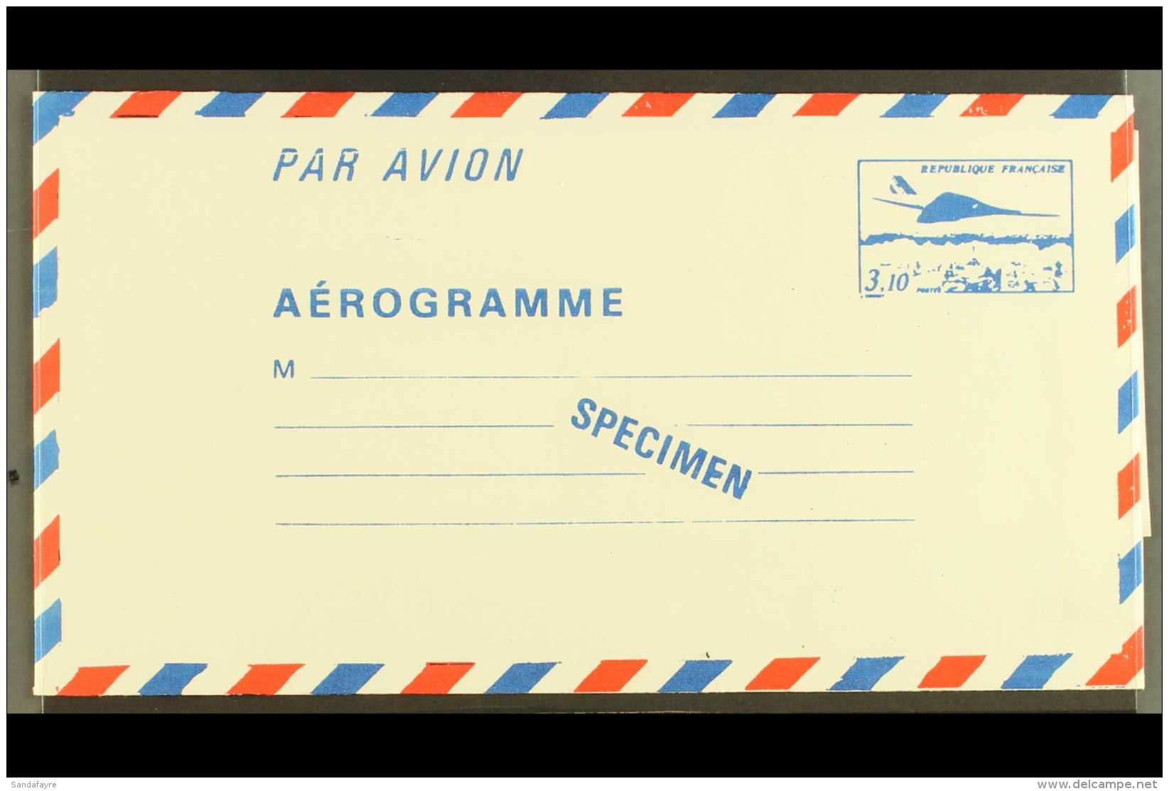 1982 3.10f Concorde SPECIMEN Aerogramme Special Printing For Cours D'Instruction (post Office Training Schools)... - Sonstige & Ohne Zuordnung