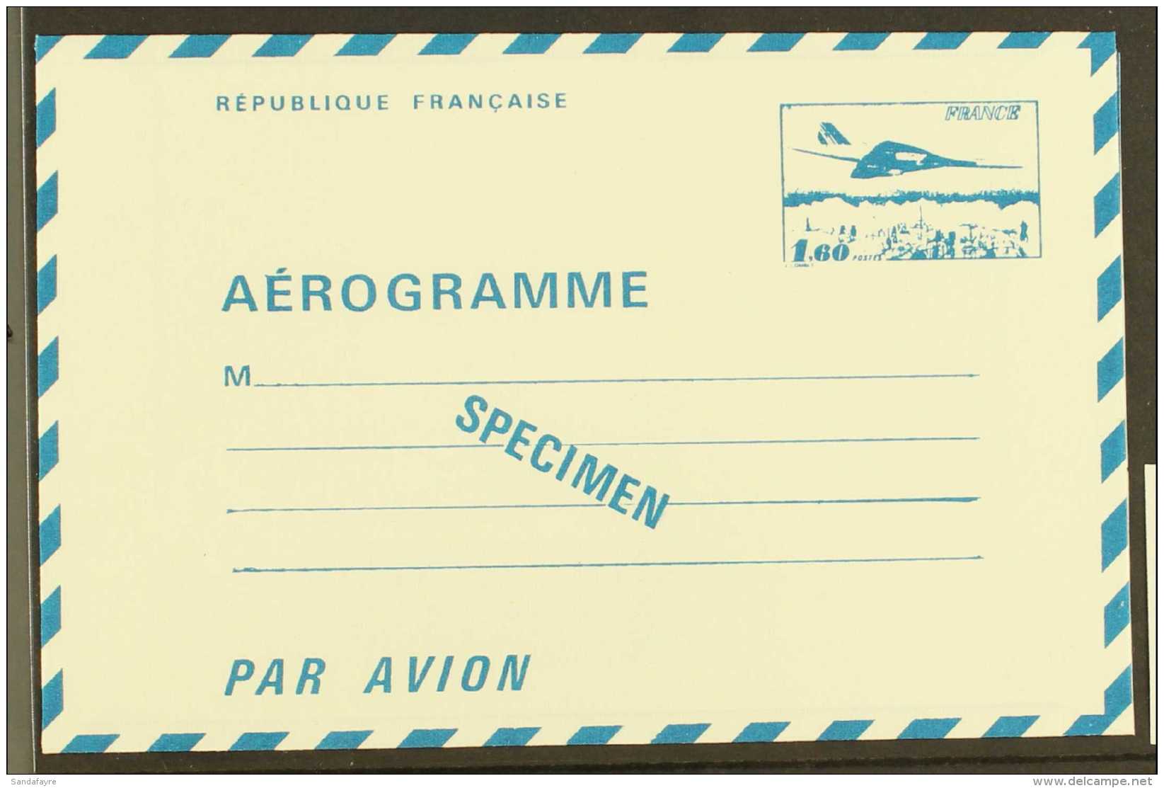 1977 1.60f Concorde SPECIMEN Aerogramme Special Printing For Cours D'Instruction (post Office Training Schools)... - Sonstige & Ohne Zuordnung