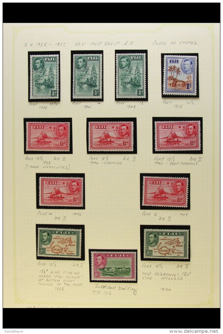 1937-1951 COMPLETE FINE MINT COLLECTION In Hingeless Mounts On Leaves, All Different, Inc 1938-55 Pictorials... - Fidschi-Inseln (...-1970)