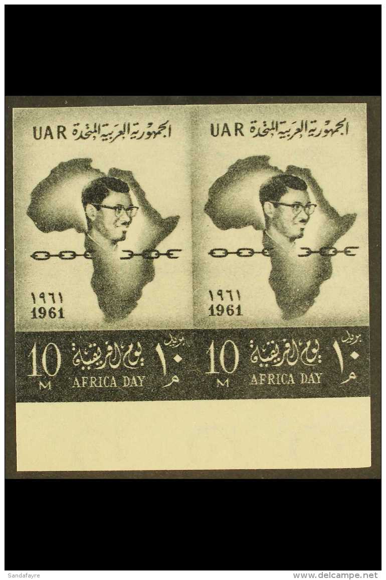 1961 10m Sepia Africa Day IMPERF Variety, Chalhoub C256a (SG 654 Var), Superb Never Hinged Mint Lower Marginal... - Sonstige & Ohne Zuordnung