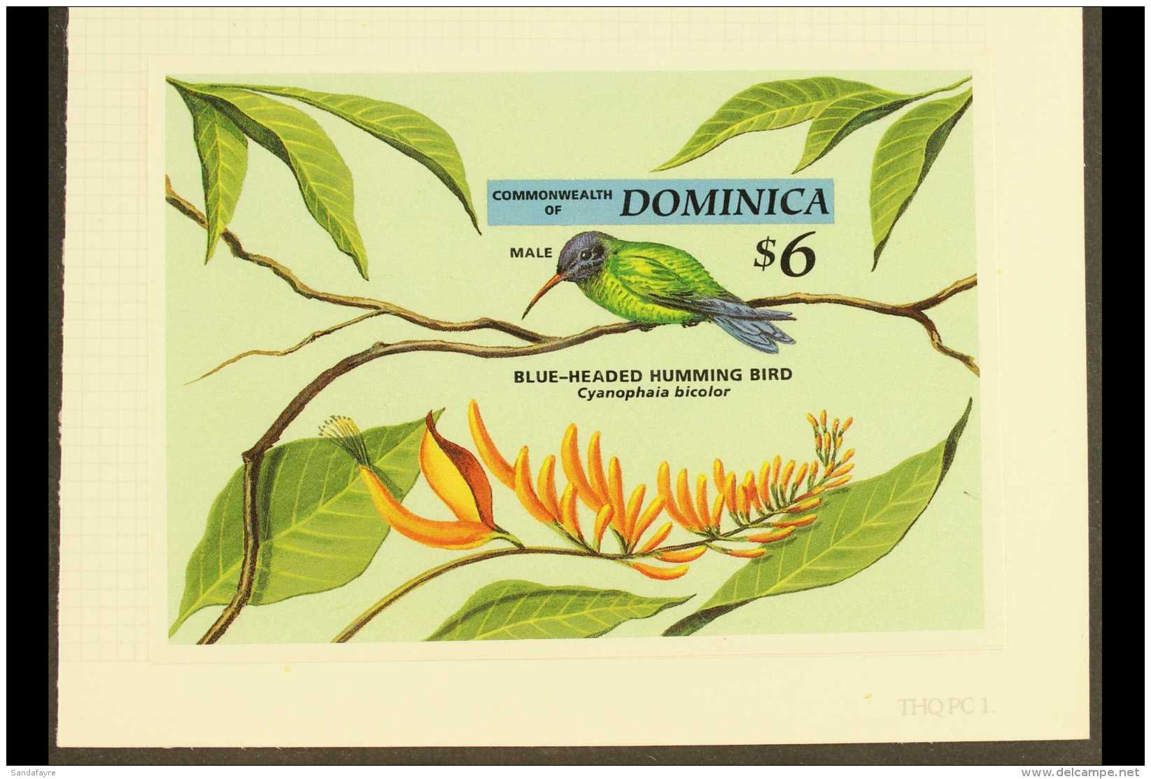 1994 IMPERF PROOF $6 Mini-sheet Featuring The "Blue-Headed Humming Bird", As SG MS1807 (a), Imperf Proof In Issued... - Dominica (...-1978)