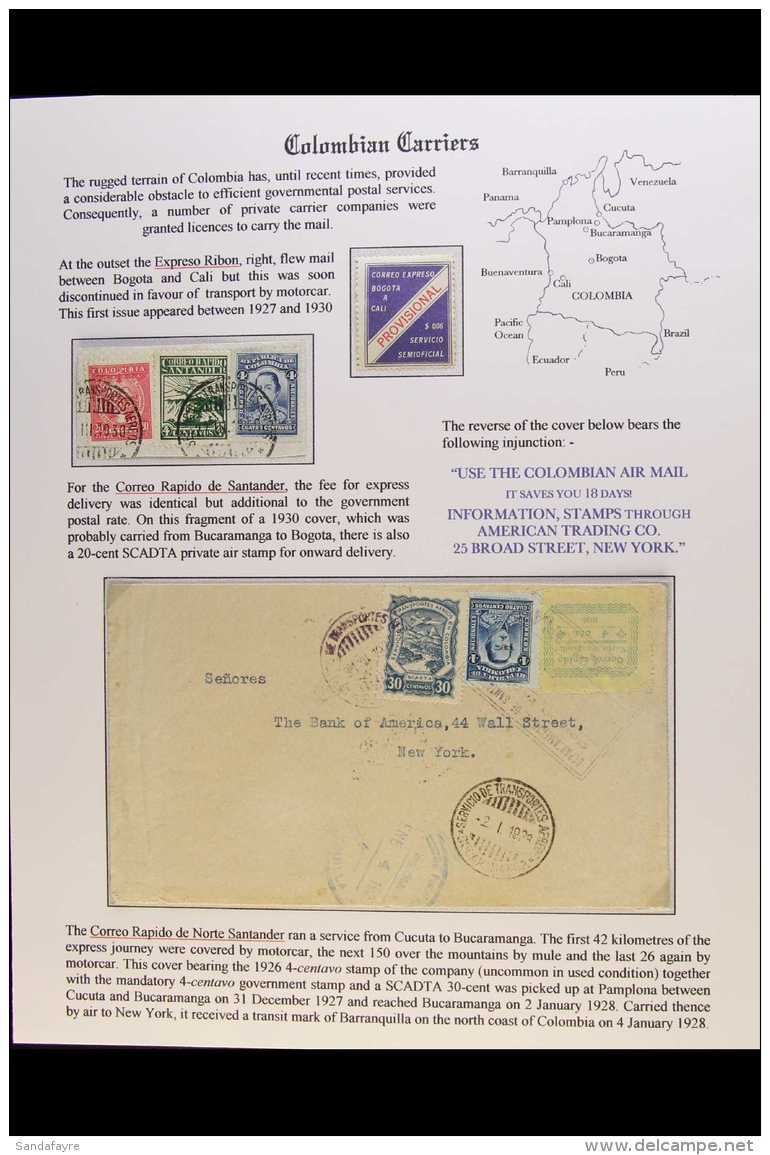 PRIVATE CARRIERS 1927 - 1930 Small But Attractive Group Including 6c Violet And Red Expreso Ribon Label, Mint For... - Colombie