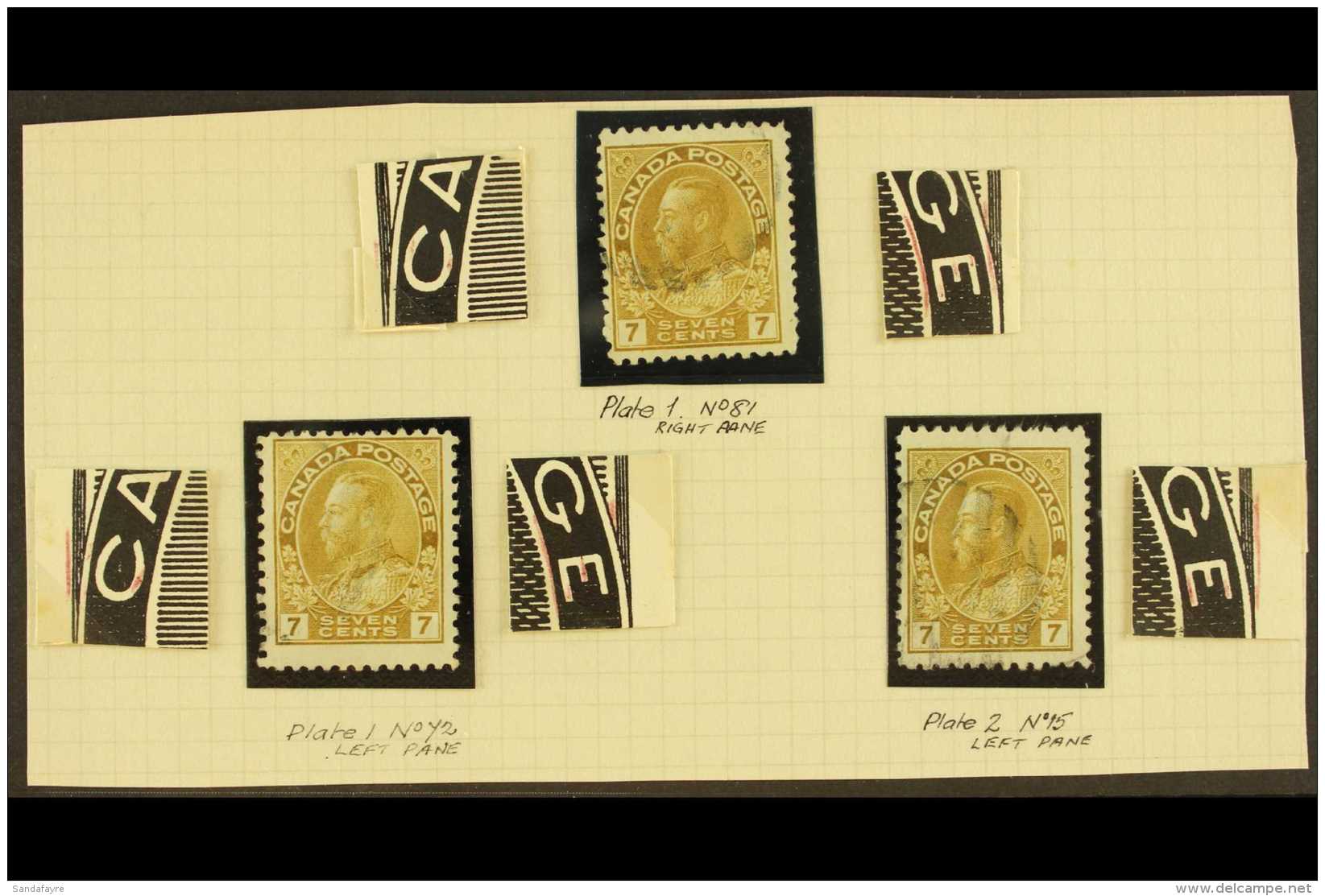 1911-22 MAJOR RE-ENTRIES. 1911-22 7c Yellow-ochre Admiral (SG 209) Three Used Stamps With Different RE-ENTRIES... - Sonstige & Ohne Zuordnung