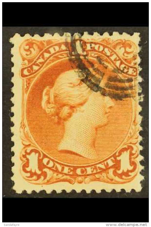 1868-71 1c Red Brown Large Queen On LAID PAPER, SG 55a, Superb Used With Neat Target Cancel Across One Corner,... - Sonstige & Ohne Zuordnung