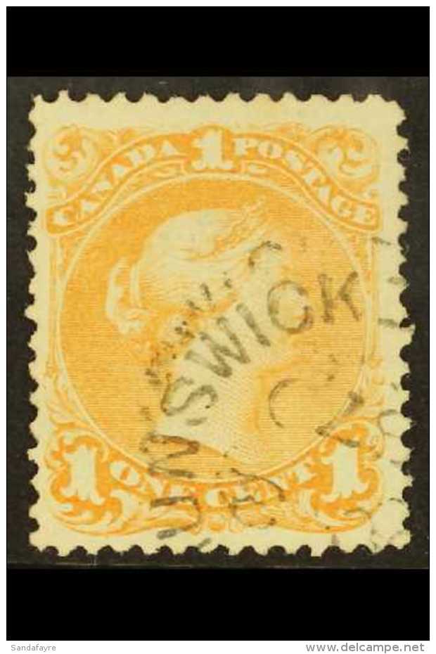 1868-71 1c Pale Orange Yellow Large Queen, SG 56b, Neat Part 1870 New Brunswick Corner Cds. For More Images,... - Sonstige & Ohne Zuordnung