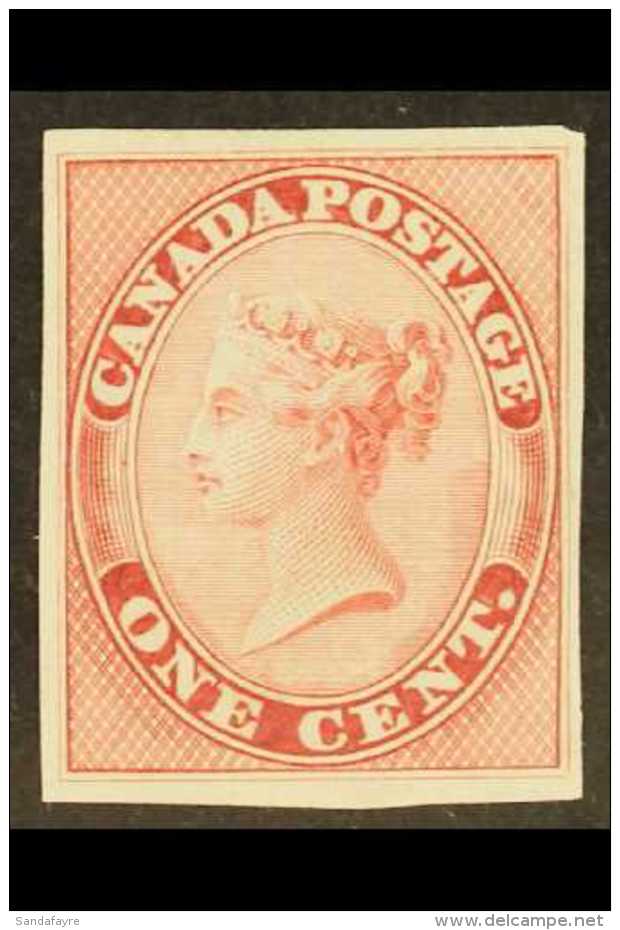 1859 1c Queen Imperf Colour Trial In Rose, Unitrade 14p, Fine. For More Images, Please Visit... - Sonstige & Ohne Zuordnung