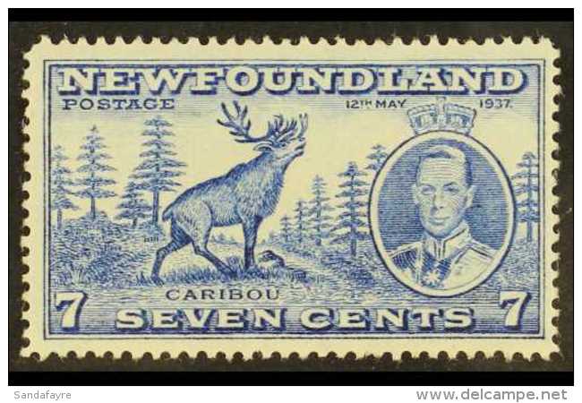 1937 7c Bright Ultramarine, "Caribou", Variety "Re-entry At Right", SG 259b, Very Fine Mint. For More Images,... - Sonstige & Ohne Zuordnung