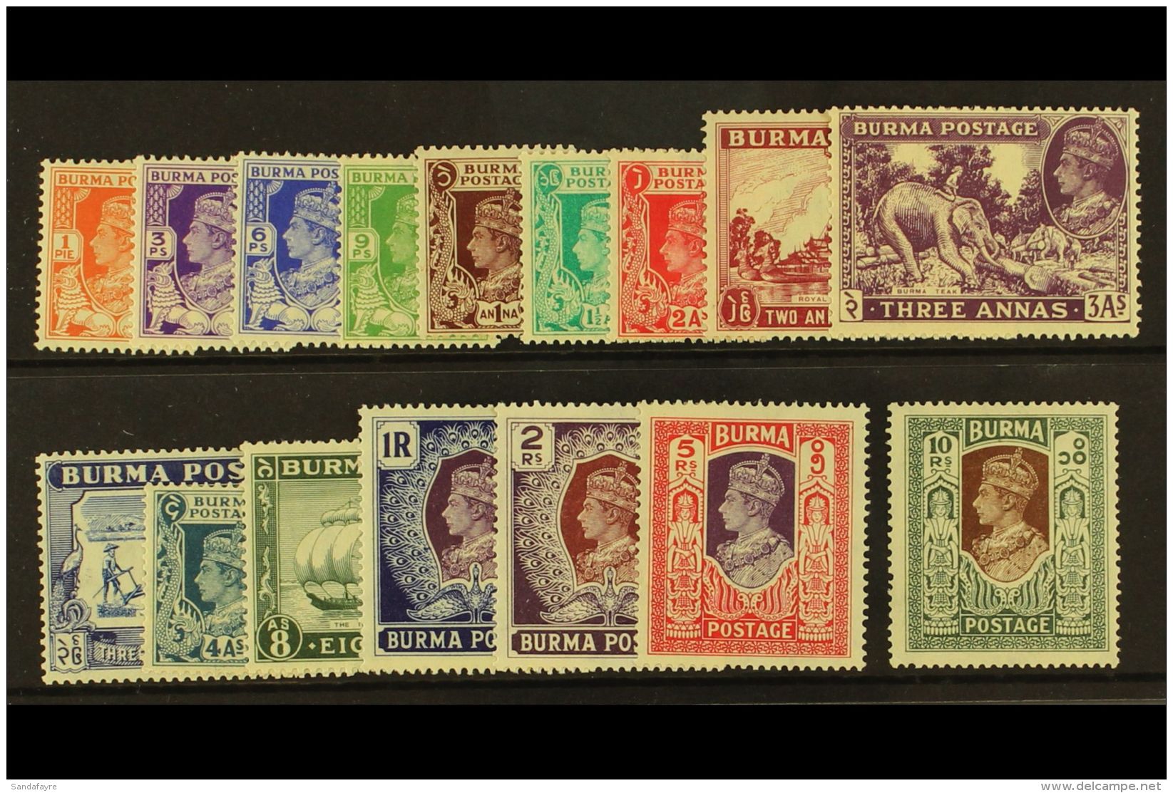 1938-40 Complete Set, SG 18b/33, Very Fie Mint. (16) For More Images, Please Visit... - Burma (...-1947)