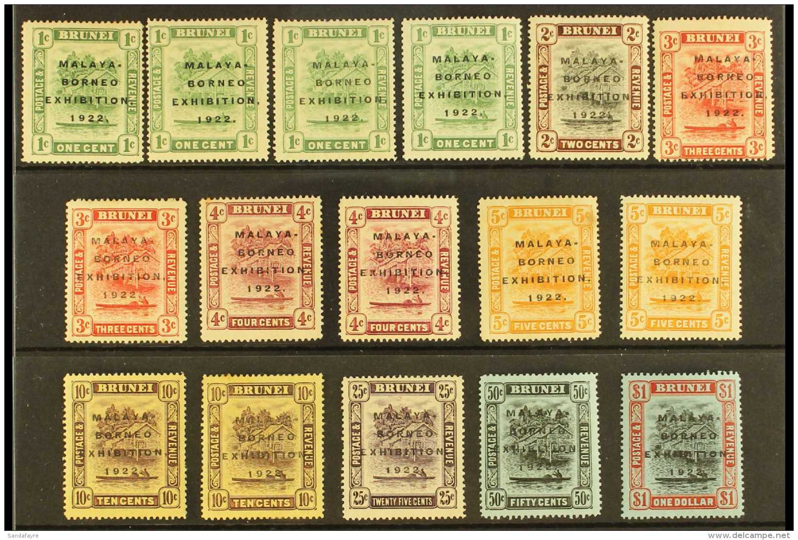 1922 "Malaya-Borneo" Complete Set Of Nine, SG 51/59, Mint, With A Range Of Seven Different Overprint Varieties And... - Brunei (...-1984)