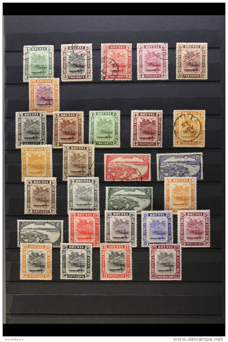 1908-1952 ALL DIFFERENT COLLECTION Fresh Mint And Fine Used. With 1908-22 Range To 30c Including 3c Scarlet Type... - Brunei (...-1984)