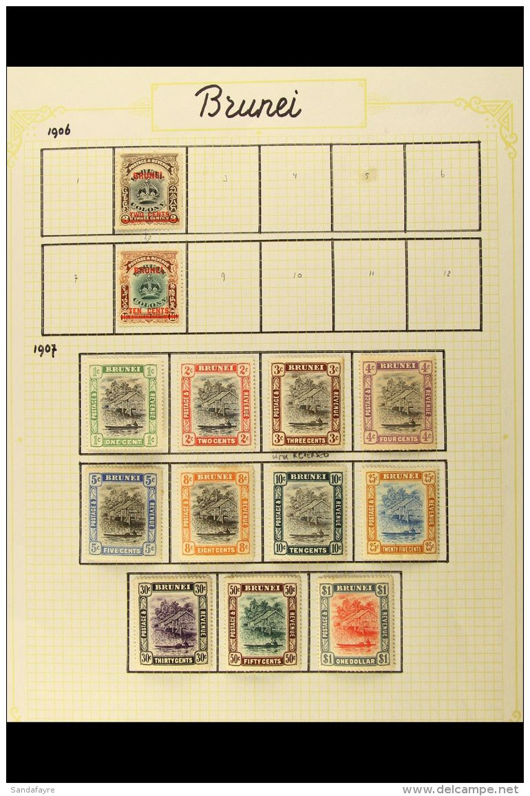 1906-37 FINE MINT COLLECTION On Album Pages. Includes 1907-10 Set Inc 3c Wmk Reversed, 1908-22 Most Values To $1,... - Brunei (...-1984)