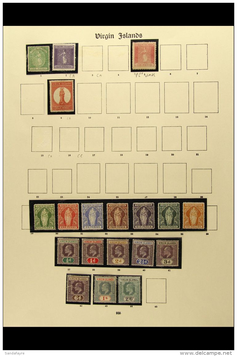 1866-1935 MINT COLLECTION In Hingeless Mounts On Pages, Inc 1866 6d With "PE" Papermaker's Watermark, 1867-70 1d,... - British Virgin Islands