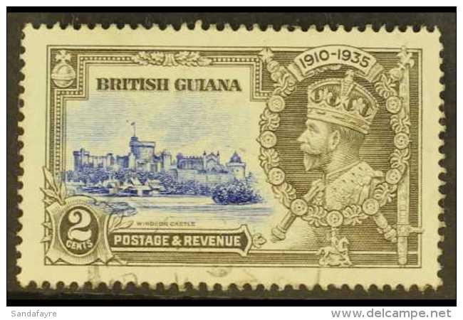 1935 2c Silver Jubilee With "DOT BY FLAGSTAFF" Variety, SG 301h, Very Fine Used With Light Cds Cancel Well Clear... - Britisch-Guayana (...-1966)