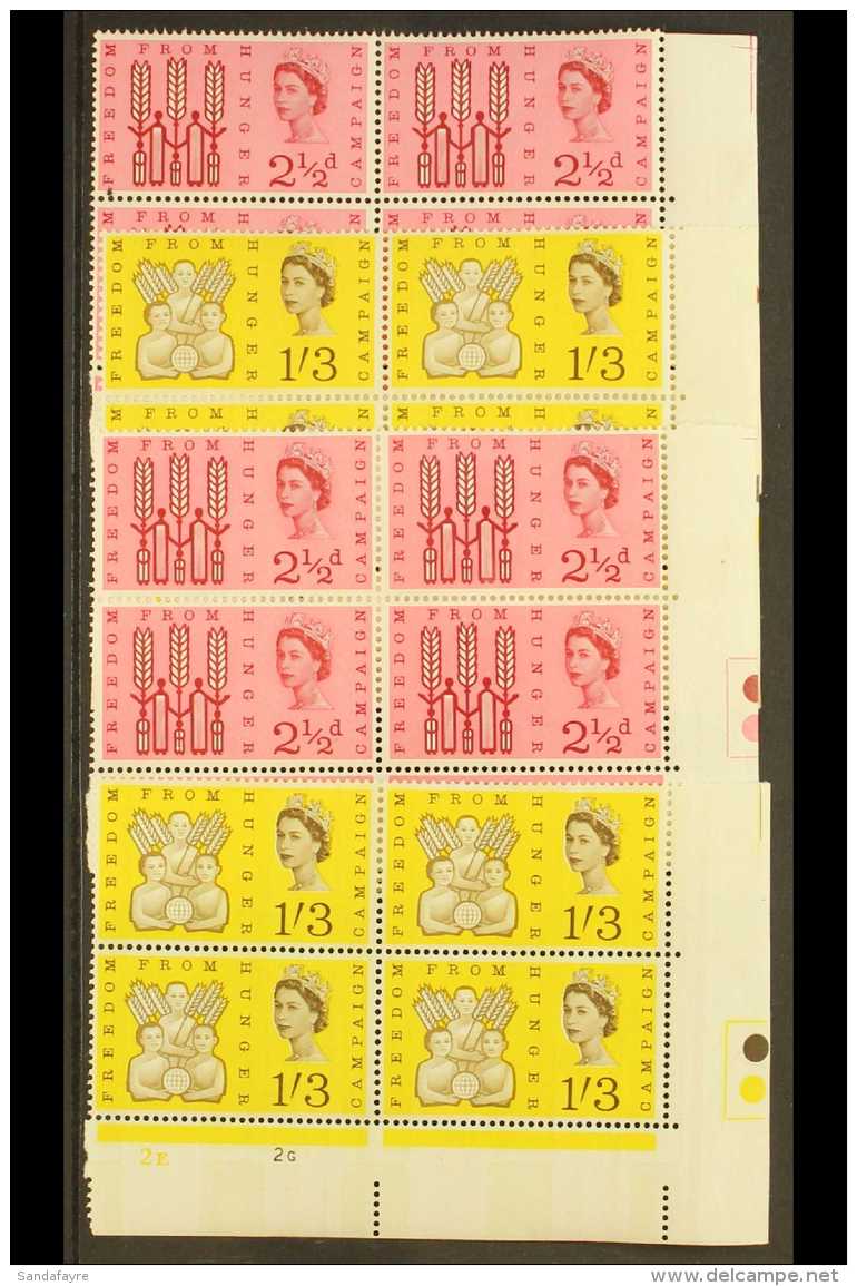 1963 Freedom From Hunger Ordinary &amp; Phosphor Cylinder Blocks Of 4 Sets, SG 634/635 &amp; SG 634p/35p. Never... - Other & Unclassified