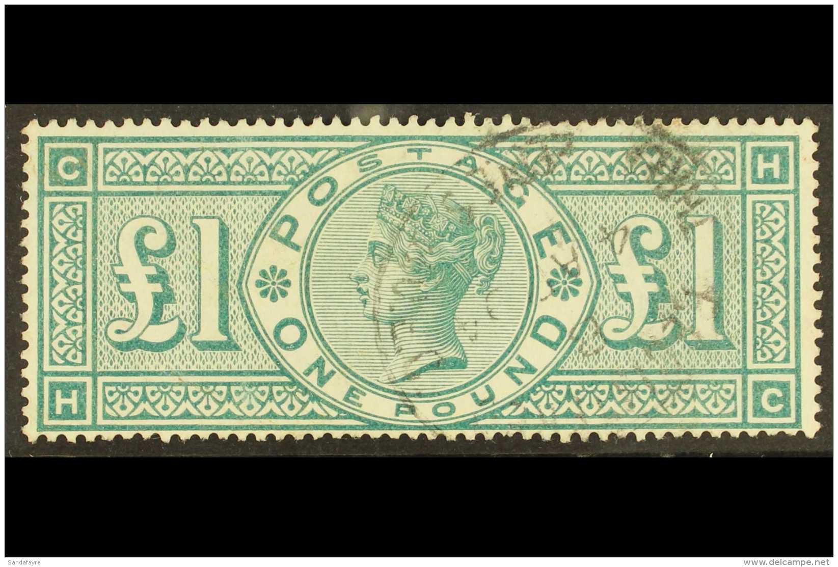 1887-92 &pound;1 Green, Wmk Three Crowns, SG 212, Very Fine Used With Light Postmark. Lovely Example! For More... - Sonstige & Ohne Zuordnung