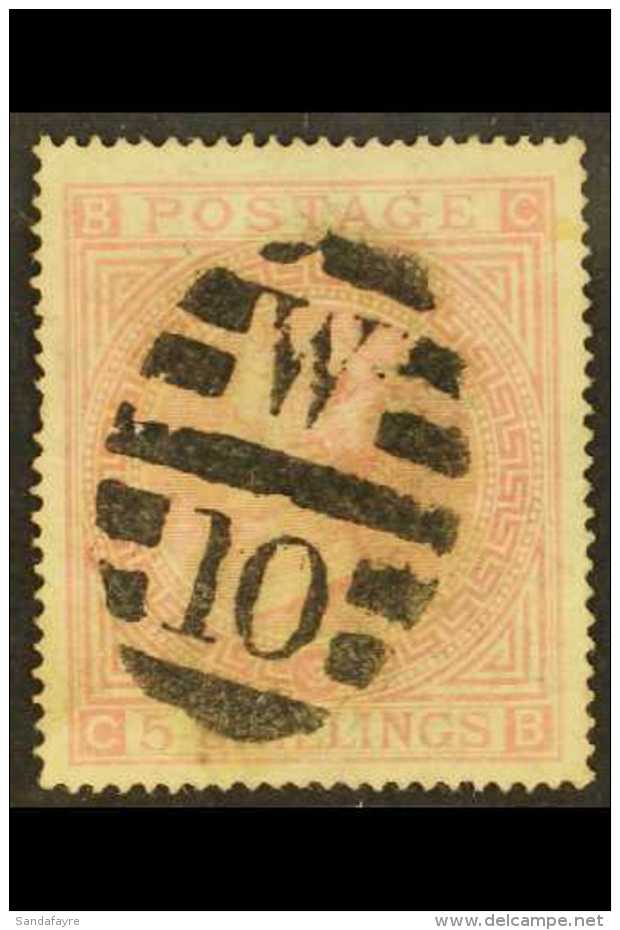 1867-83 5s Pale Rose, Plate 2, Wmk Maltese Cross, SG 127, Good Used, Clear Numeral Cancel, Good Centring For This... - Sonstige & Ohne Zuordnung