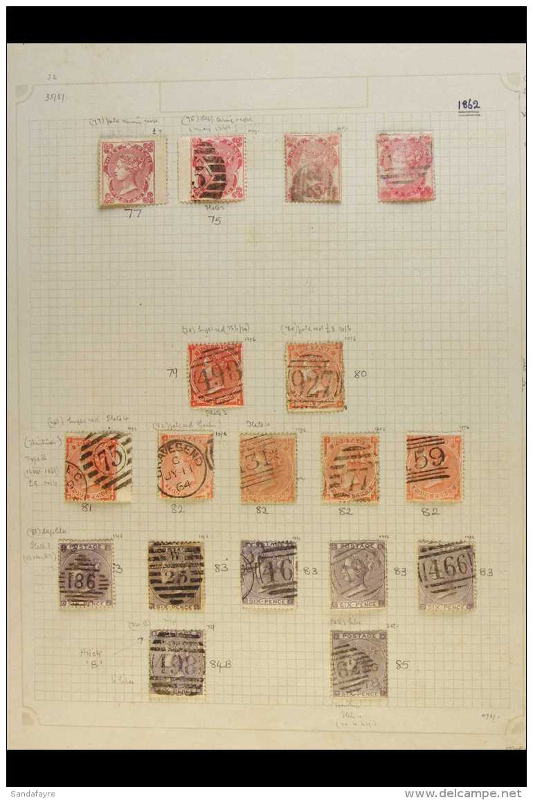 1862-62 SMALL WHITE CORNER LETTERS (SG 75/90) Chiefly Used Collection On Pages. Comprises 3d (4, Including An... - Sonstige & Ohne Zuordnung