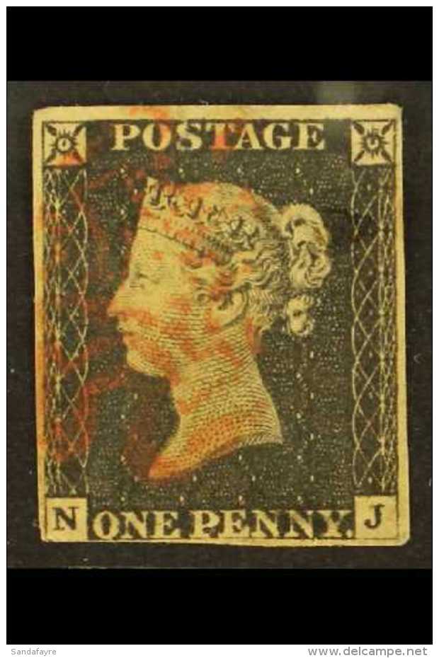 1840 1d Black 'NJ', SG 2, Used With 3 Margins &amp; Tiny Closed Tear At Top. An Attractive Stamp. For More Images,... - Ohne Zuordnung