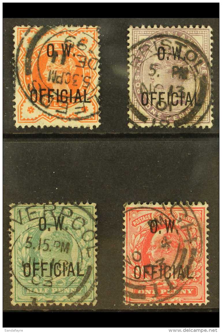 OFFICIAL - OFFICE OF WORKS "O.W. / OFFICIAL" Overprinted QV &frac12;d Vermilion And 1d Lilac, Plus KEVII &frac12;d... - Sonstige & Ohne Zuordnung