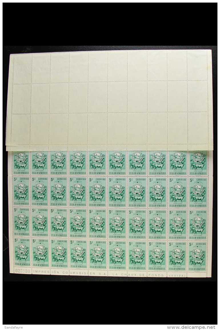 1953 "Arms" Issue For The State Of Cojedes, 5c Emerald Postage Value, SG 1258, A Superb COMPLETE SHEET Of One... - Venezuela