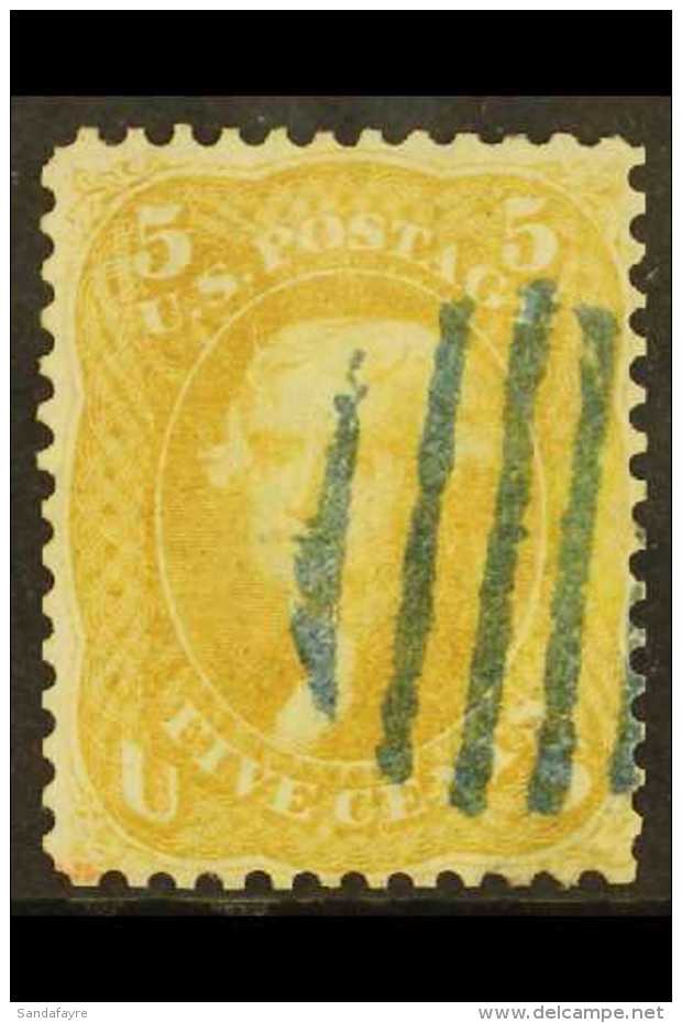 1861-2 5c Olive-yellow, Scott 67b, Fine Used With Dumb Cancel In Blue, Reperfed / Perforations Improved At Base... - Sonstige & Ohne Zuordnung